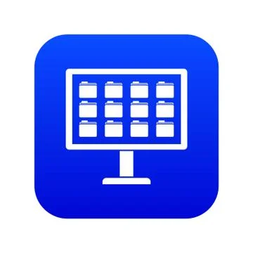 Desktop of computer with folders icon digital blue Stock Illustration