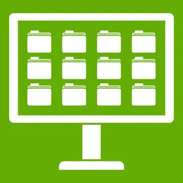 Desktop of computer with folders icon green 스톡 일러스트