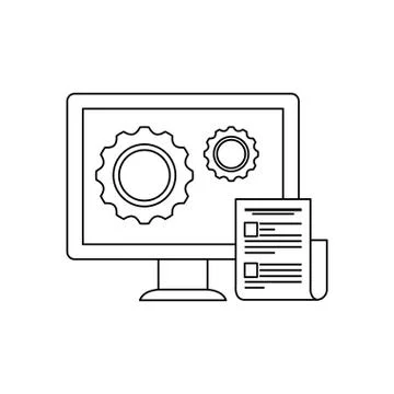 Desktop computer with gears settings Stock Illustration