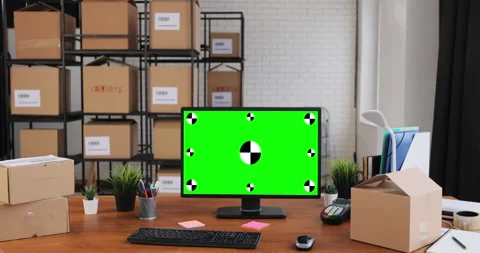 Desktop computer with green screen chrom... | Stock Video | Pond5