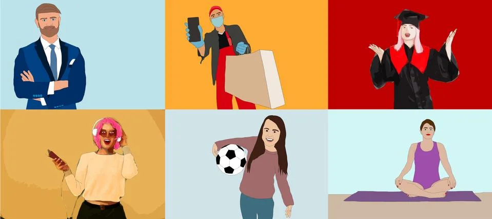 Desktop computer with group of colleagues taking part in video conference. So Stock Illustration