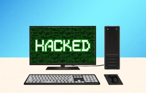 Desktop computer hacked vector 库存插图