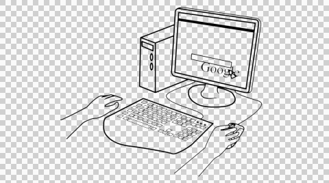 Desktop Computer hand drawing illustration animation trasnparent background Stock Footage 43787583