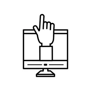 Desktop computer with hand human Stock Illustration