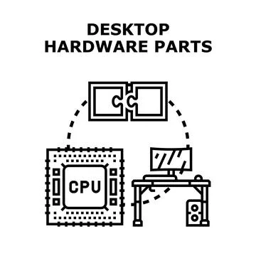 Desktop computer hardware connecting concept illustration Stock-Illustration