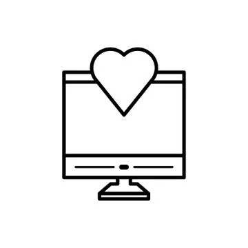 Desktop computer with heart Illustrazione stock