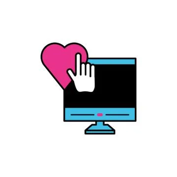 Desktop computer with heart Stock Illustration
