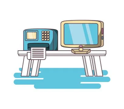 Desktop computer home office concept Illustrazione stock