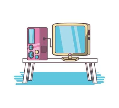 Desktop computer home office concept 스톡 일러스트