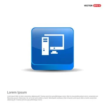 Desktop computer icon  - 3d Blue Button Illustrazione stock