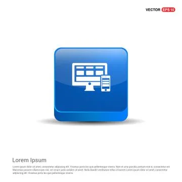 Desktop Computer Icon - 3d Blue Button Stock Illustration