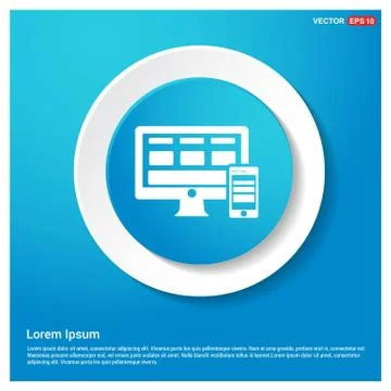 Desktop Computer Icon Abstract Blue Web Sticker Button Stock Illustration