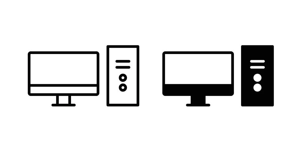 Desktop computer icon design. Simple Vector illustrations.. Illustrazione stock