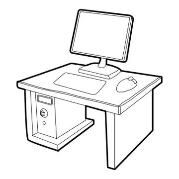 Desktop with computer icon, isometric 3d style Stock Illustration