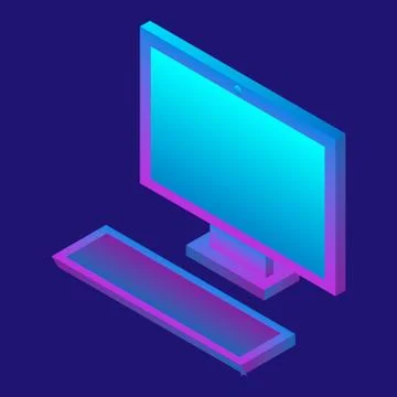 Desktop computer icon, isometric style Stock Illustration