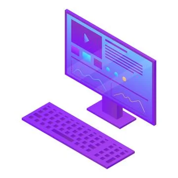 Desktop computer icon, isometric style Illustrazione stock