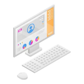 Desktop computer icon, isometric style Illustrazione stock