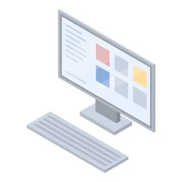 Desktop computer icon, isometric style Stock Illustration