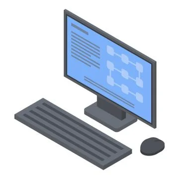 Desktop computer icon, isometric style Stock Illustration