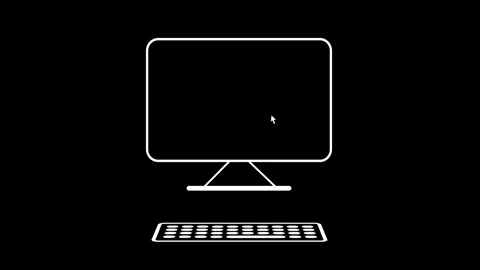 Desktop Computer Icon – Minimalist Line Art for UI &amp; Tech Design Stock Footage 310801461