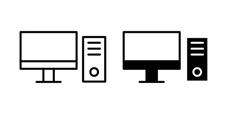 Desktop computer icon set, collection of vector icons Illustrazione stock