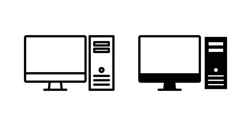 Desktop computer icon set. Vector EPS 10 Illustrazione stock