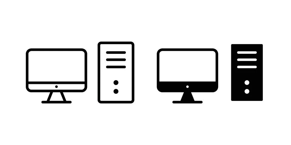 Desktop computer icon vector design. EPS10 Illustrazione stock