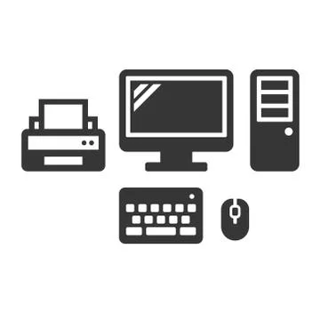 Desktop Computer Icon on White Background. Vector Stock-Illustration
