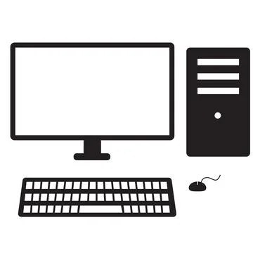 Desktop computer icon on white background. computer sign. pc symbol. Stock Illustration