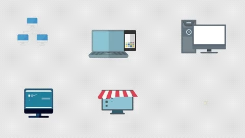 Desktop computer Icons Set animation tra... | Stock Video | Pond5