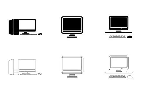 Desktop computer icons set Stock Illustration