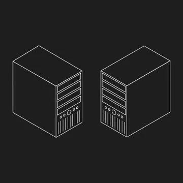 Desktop computer icons. Vector images on black Stock Illustration