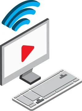Desktop computer illustration in 3D isometric style Stock Illustration