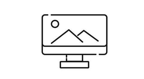 Desktop computer with image icon on screen Stock Illustration