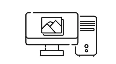 Desktop computer with image symbol Иллюстрация