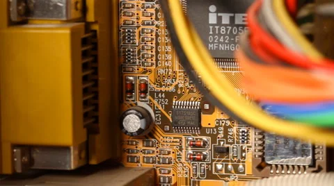 Desktop Computer Inside 16 dolly rack focus Stock Footage 1443063