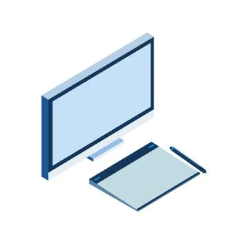 Desktop computer isolated icon Stock Illustration