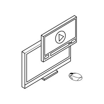 Desktop computer isolated icon Illustrazione stock