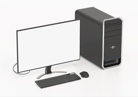 Desktop computer isolated on white background. 3D illustration 스톡 일러스트