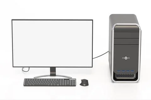 Desktop computer isolated on white background. 3D illustration 스톡 일러스트