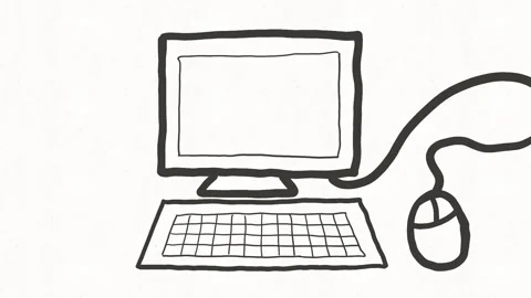 Desktop Computer with Keyboard and Mouse Stock Footage 342018429