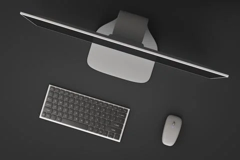 Desktop computer, keyboard and mouse. Journalism, freelance, remote work Stock Photos