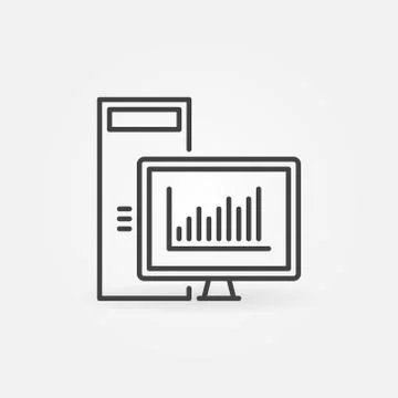 Desktop Computer with Line Graph vector concept icon Stock Illustration