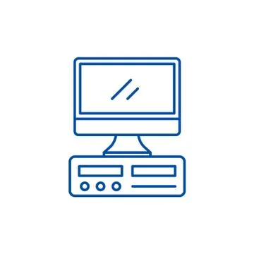 Desktop computer line icon concept. Desktop computer flat vector symbol, sign 스톡 일러스트