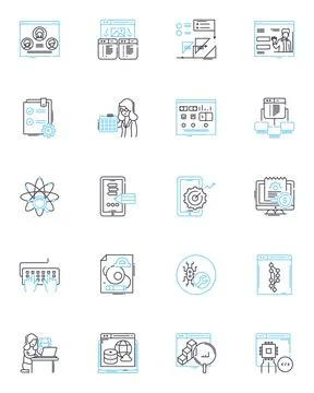 Desktop computer linear icons set. Processor, Memory, Graphics, Storage イラスト素材