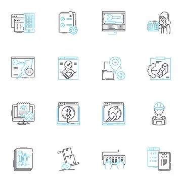 Desktop computer linear icons set. Processor, Memory, Graphics, Storage 스톡 일러스트