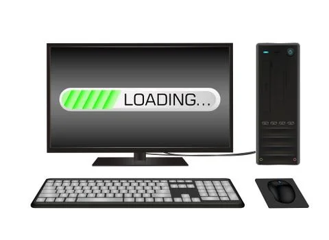 Desktop computer with loading screen Stock Illustration