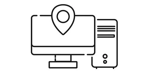 Desktop computer with location map pin Stock Illustration