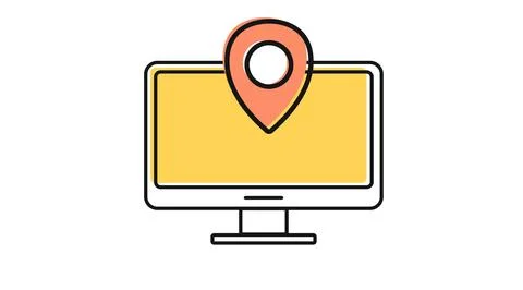 Desktop computer with location pin icon 库存插图