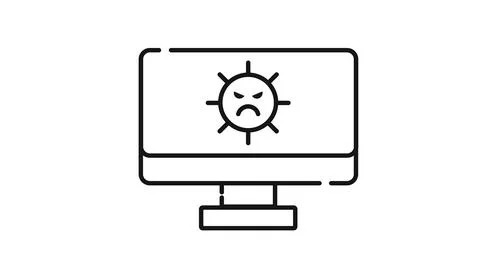 Desktop computer malware and virus icon Ilustración de archivo